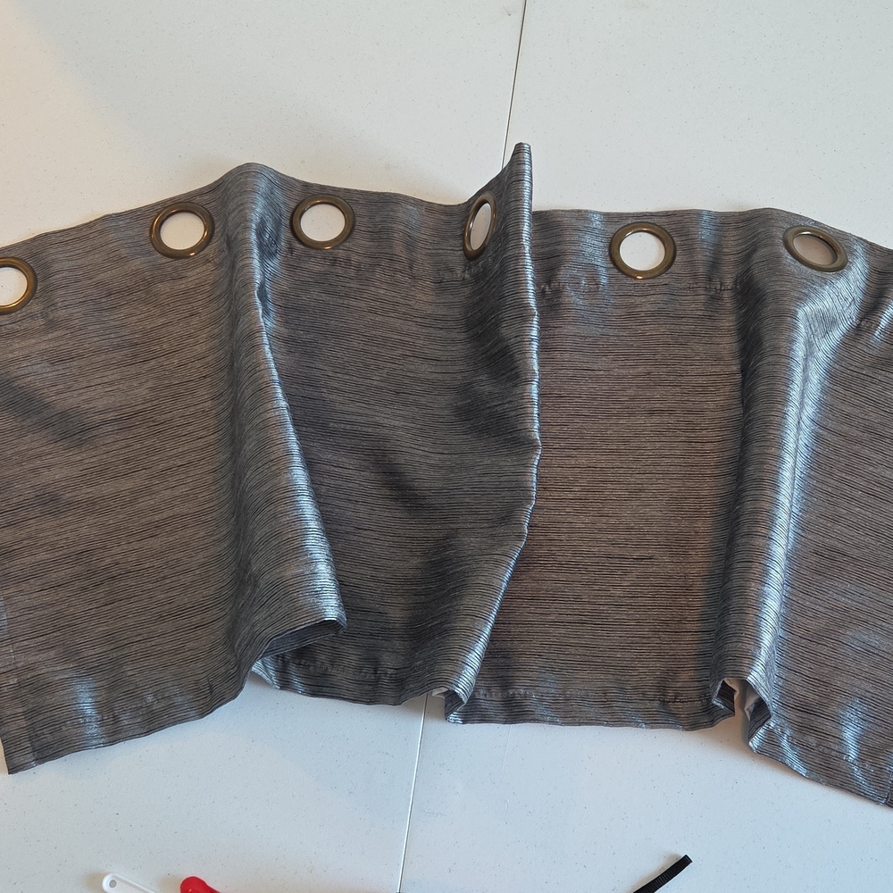 Elegant Gray Striped Details Grommet Valance 52"X19"